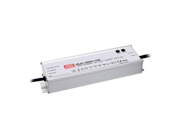 MEAN WELL HLG-185H-12A LED-drivdon, konstant spänning/konstant ström 156 W, 13 A, 12 V/DC, PFC-kopplingskrets, överbelastningsskydd