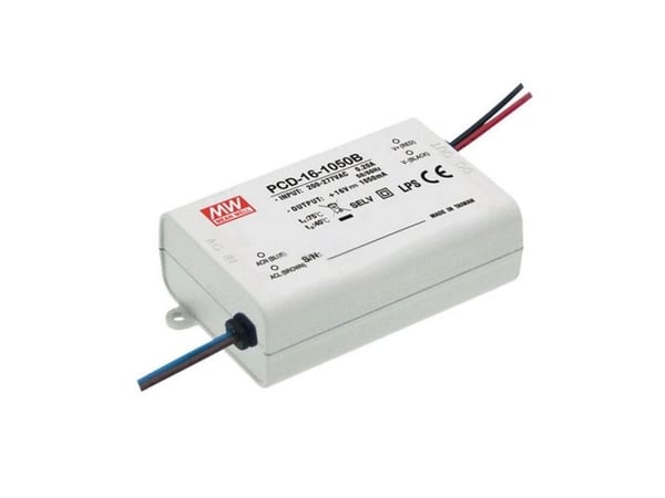 MEAN WELL PCD-16-1050B, Lighting, Innendørs, 180 - 295 V, 16 W, 16 V, AC-to-DC