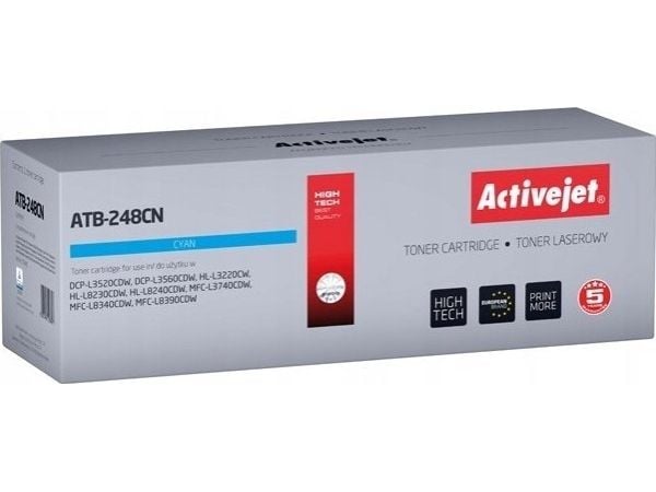 Activejet ATB-248CN Toner til Brother-printere; Erstatning for Brother TN248C; Supreme; 1000 sider; blå)