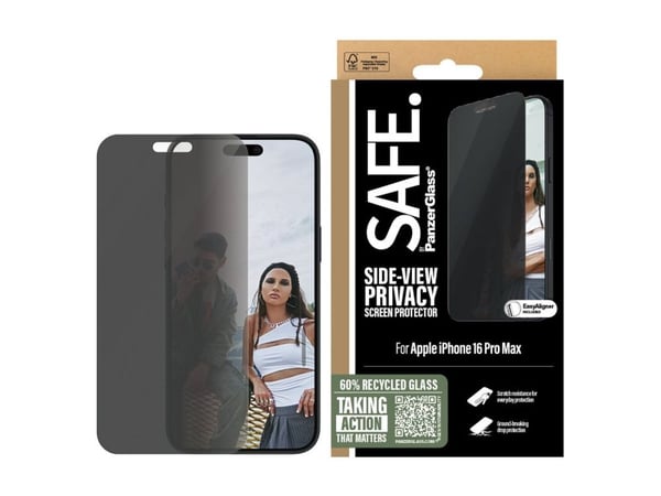 PanzerGlass SAFE. by ® Privacy Screen Protector iPhone 16 Pro Max | Ultra-Wide Fit, Apple, Apple - iPhone 16 Pro Max, Asennus kuivana, Naarmuuntumi...