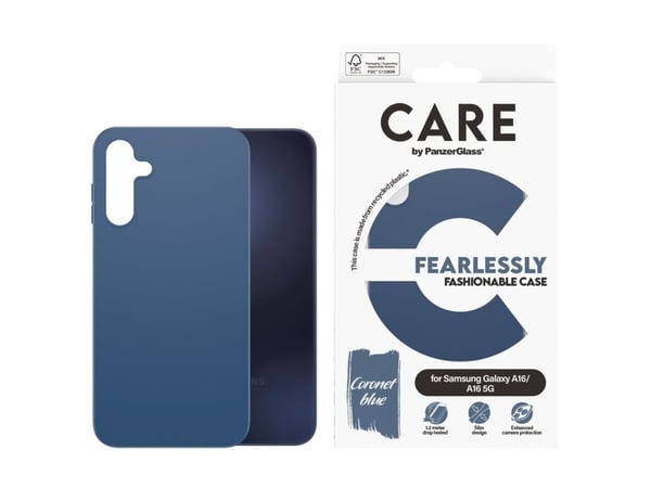 CARE by PanzerGlass - Baksidedeksel for mobiltelefon - resirkulert TPU-plast - blå - for Samsung Galaxy A16, A16 5G