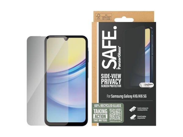 PanzerGlass SAFE. av ® Personvern Skjermbeskyttelse Samsung Galaxy A16 | A16 5G | Ultra Wide Fit