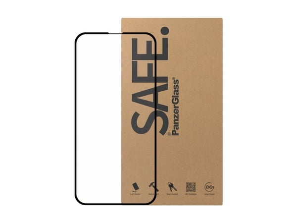 SAFE. by PanzerGlass - Skjermbeskyttelse for mobiltelefon - ultrabred passform - glass - rammefarge svart (en pakke 50) - for Apple iPhone 13, 13 P...
