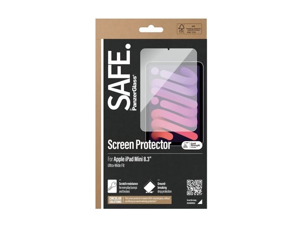 SAFE. by PanzerGlass - Skärmskydd för surfplatta, stylus / digital penna - ultrabred passning - glas - 8.3" - för Apple iPad mini (1:a generation)