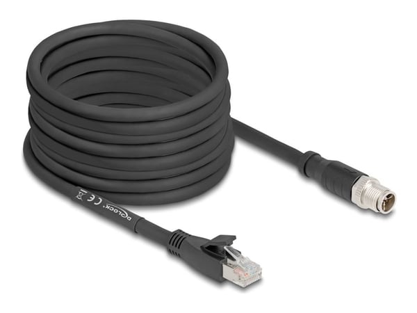 Delock - Nettverkskabel - 8 pin M12-X (hann) til RJ-45 (hann) - 10 m - 6.8 mm - S/FTP - CAT 5e - uten hindringer, X-kodet, fleksibel - svart