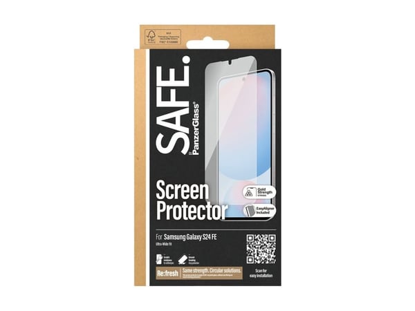 SAFE. by PanzerGlass - Skjermbeskyttelse for mobiltelefon - ultra-bred passform med justering - glass - for Samsung Galaxy S24 FE