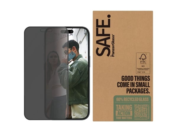 PanzerGlass SAFE. by ® Privacy Screen Protector iPhone 16 | 15 | Ultra-Wide Fit | BULK, Apple, Apple - iPhone 16, Apple - iPhone 15, Asennus kuivan...