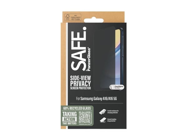 PanzerGlass SAFE. av ® Personvern Skjermbeskyttelse Samsung Galaxy A16 | A16 5G | Ultra Wide Fit