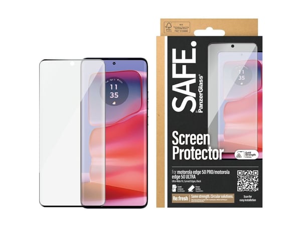 SAFE. by PanzerGlass - Skjermbeskyttelse for mobiltelefon - ultrabred passform - glass - rammefarge svart - for Motorola Edge 50 Pro