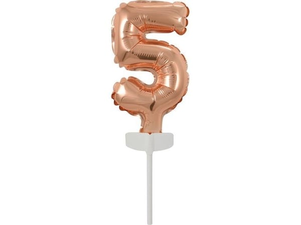AMSCAN Mini folieballong nummer 5, rosa gull, 7x12cm
