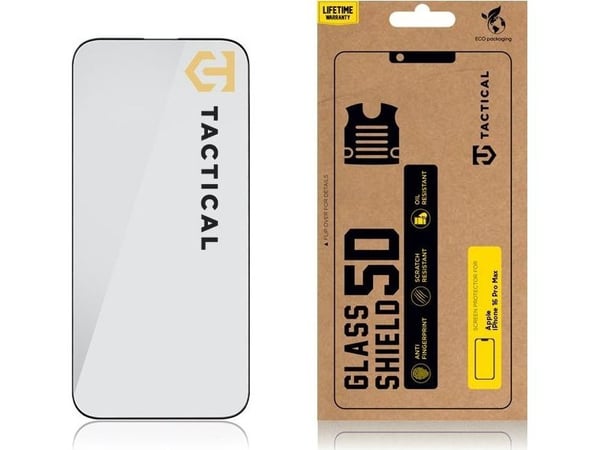 Tactical Shield 5D-beskyttelsesglass for Apple iPhone 16 Pro Max med svart kant