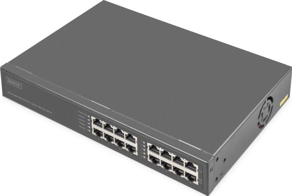 Digitus DN-95118, Fast Ethernet, Gigabit Ethernet, 10,100,1000 Mbit/s, IEEE 802.3af, IEEE 802.3at, IEEE 802.3bt, Harmaa, 100 m, 1 tuuletin(t)