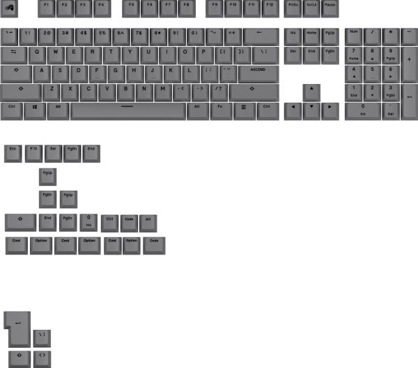 Glorious GPBT Basics keycaps ANSI US PBT dye-sub - Armor Grey