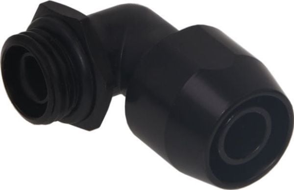Alphacool 17455, Musta, Liitin, Messinki, 1/4", 90°, 27 mm