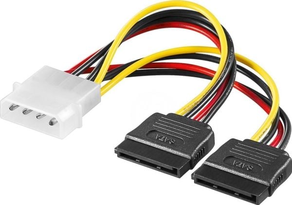 Goobay 68524, 0,13 m, 4-pin 5.25, 2x 15-pin S-ATA, Hankjønn, Hunkjønn, Rett