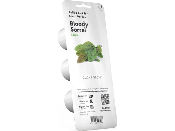 Click & Grow Bloody Sorrel, Syötävä kasvi, Verihierakka, Täyttöpakkaus, Kasvaa nopeasti (3–5 viikkoa), 7 - 14 päivää, 1 - 2 kuukautta