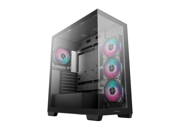 DeepCool CG580 4F - Tower - ATX - sidepanel med vindu (herdet glass) - ingen strømforsyning (ATX / PS/2) - svart - USB/lyd