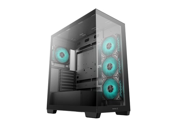 DeepCool CG580 4F - Tower - ATX - sidepanel med vindu (herdet glass) - ingen strømforsyning (ATX / PS/2) - svart - USB/lyd