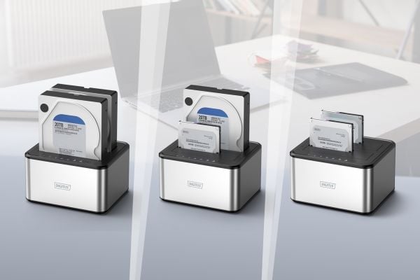 DIGITUS - HDD-dokkestasjon - brønner: 2 - 2,5" / 3,5" delt - SATA - USB 3.0