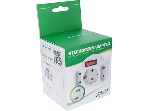 InLine 16471C, Type F, 2x Type C + Type F, Rett, Rett, Hvit, Hengende boks