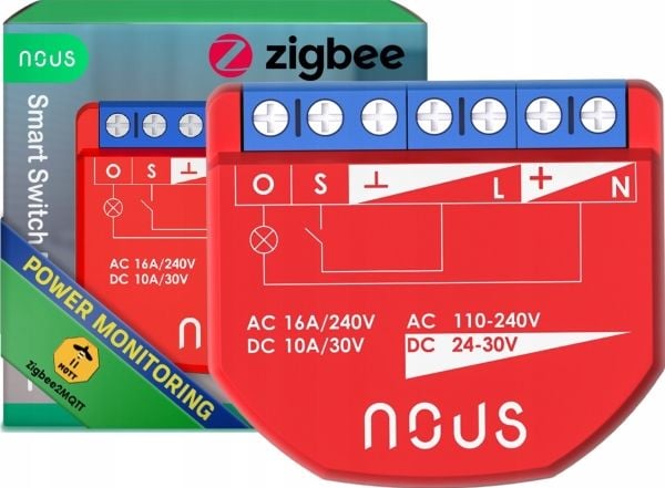 NOUS B2Z Omkopplare ställdon ZigBee PM 1 kanal / 16A / ZigBee3.0 / Mätning