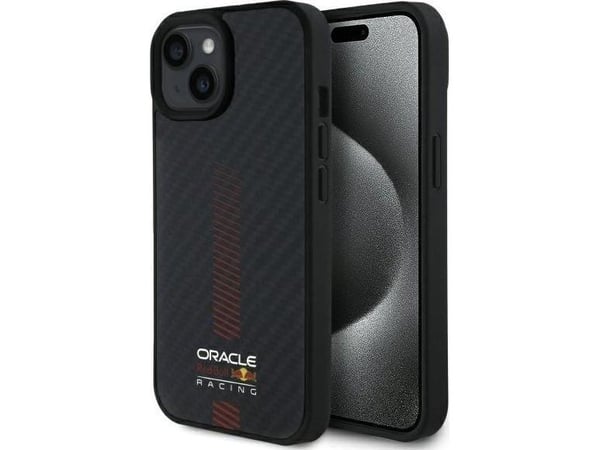 Red Bull Red Bull Red Bull Carbon Powerbar MagSafe-deksel til din Apple iPhone 15 i svart