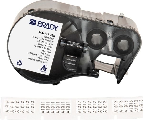 Brady M4-91-417, musta, Valkoinen, Itse kiinnittyvä tulostintarra, Vinyyli, Lämpösiirto, Akryyli, Kiinteä