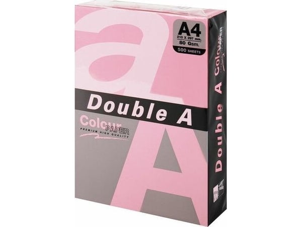Farget papir Double A 80 g A4 500 ark rosa