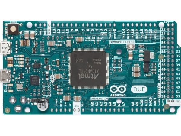 Arduino Due, 84 Mhz, AT91SAM3X8E, 0,512 MB, 96 KB, Arduino, 3,3 V:n jännite