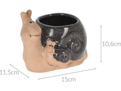 ProGarden porselenskrukke ute, snegl, 15 x 11 cm