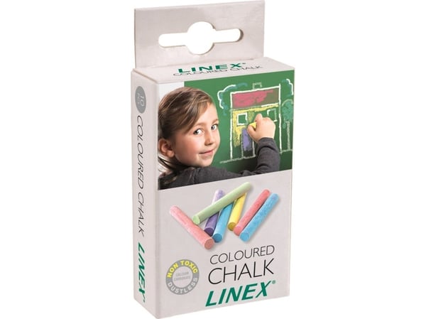 Tavlekridt Linex rund ass. farver (æske á 10 stk.)