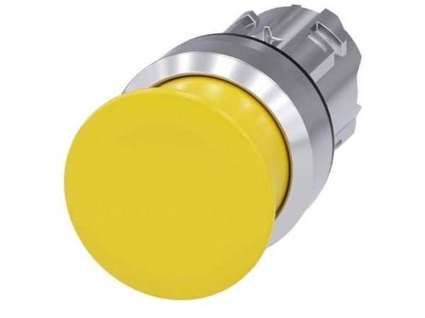 Siemens 3SU1050-1AD30-0AA0 Tryckknapp Frontring metall, högglans Knapp Silver, Gul 1 st