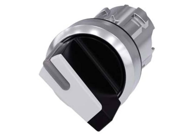 Siemens 3SU10522BF600AA0 3SU1052-2BF60-0AA0 Kääntökytkin Eturengas metallia, kiiltävä musta, valkoinen 1 x 90° 1 kpl