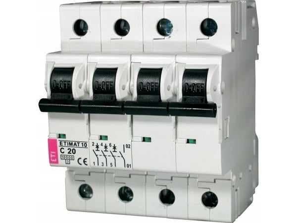 Etipo ylivirtakatkaisija ETI-Polam Asti-Etimat 10 002136717 3P+N C 20A 10kA AC
