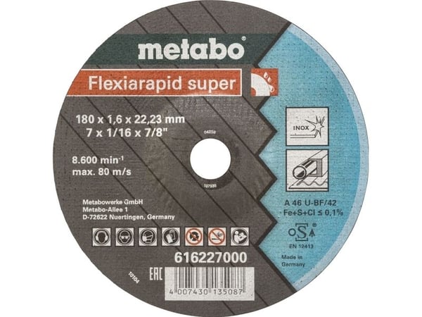 Metabo Flexiarapid Super TF 42 - Skjæreplate - for rustfritt stål, acid-resistant steel, inox steel, spring steel, tool steel, non-ferrous material...