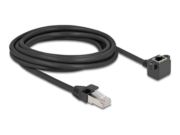 Delock - Nettverksforlengelseskabel - RJ-45 (hann) til RJ-45 (hunn) vinklet - 3 m - 6 mm - foliebelagt uskjermet tvinnet kabelpar (F/UTP) - CAT 6 -...