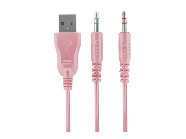 DELTACO GAMING Pink Line PH85 - Hodesett - full størrelse - kablet - 3,5 mm jakk - rosa