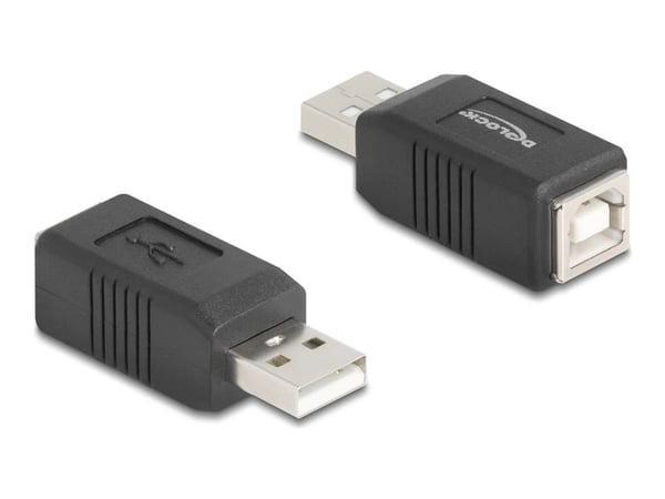 Delock USB 2.0 -sovitin USB-tyypin A uros USB-tyypin B naarasliitäntään