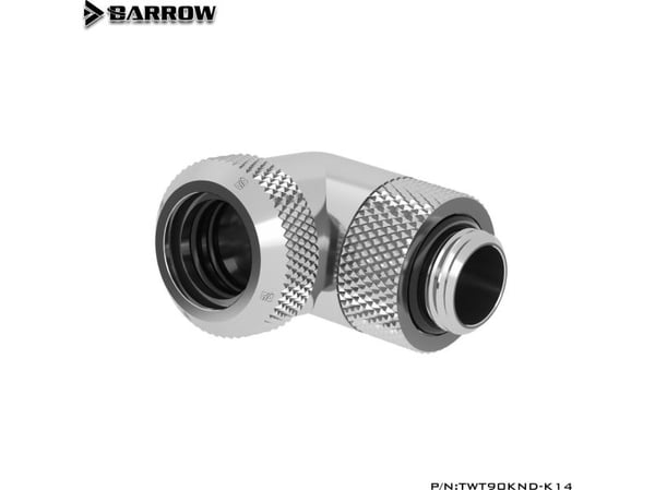 Barrow Multi-Link Adapter-tilkobling 90 grader G1/4 tommer AG til 14 mm OD hardt rør - roterbart, sølv