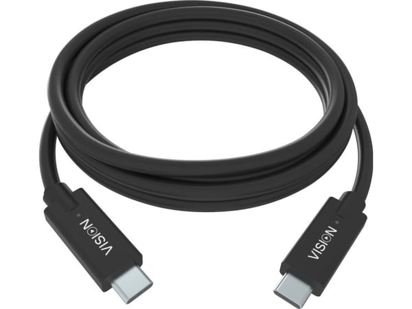 Vision - USB-kabel - USB-C (hann) til USB-C (hann) - Thunderbolt 3 / USB 3.0 / USB 3.1 Gen 1 - 3 A - 2 m - svart