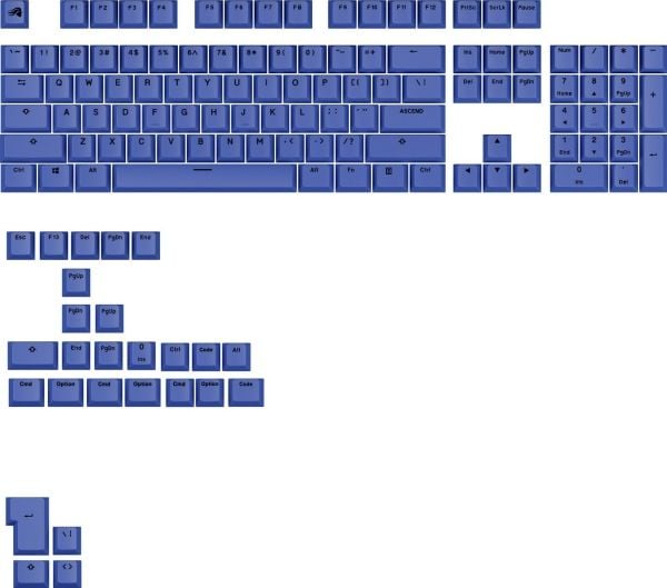 Glorious PC Gaming Race GPBT Basics keycaps ANSI-layout US PBT dye-sub - Mana Blue