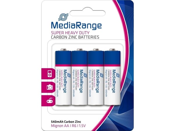 MediaRange - Batteri 4 x AA / LR6 - Karbonsink - 540 mAh