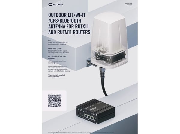 Teltonika - Antenne - mobiltelefon, navigasjon, Wi-Fi, Bluetooth - rundtstrålende - kan monteres på vegg, takmonterbar, mast, utendørs