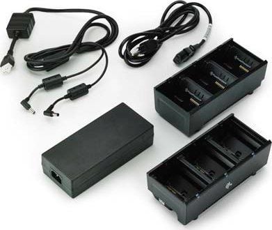 Zebra 3-Slot Battery Charger Connected via Y Cable - Batterilader - utgangskontakter: 3 - Storbritannia (en pakke 2) - for QLn 220, 220 Healthcare,...