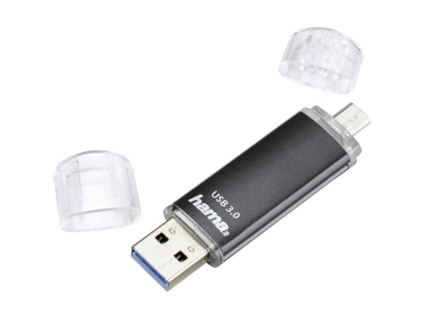 Hama Laeta Twin, 64GB, 64 GB, USB Type-A / Micro-USB, 3.2 Gen 1 (3.1 Gen 1), Med lokk, Svart