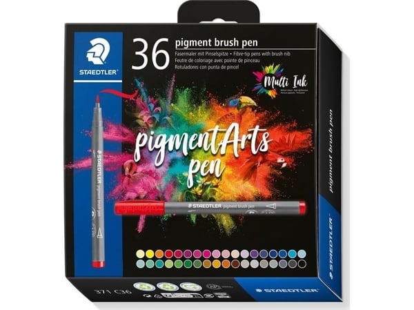STAEDTLER 371 - Brush pen set - permanent - assorterte farger - fargeblekk - 36 deler