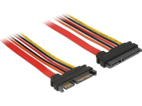 Delock - SATA-forlengelseskabel - Serial ATA 150/300/600 - SATA-kombo (hann) til SATA-kombo (hunn) - 10 cm