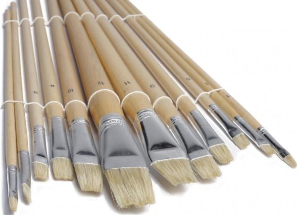 Kunstnerpenselsett natur skaft 12 stk