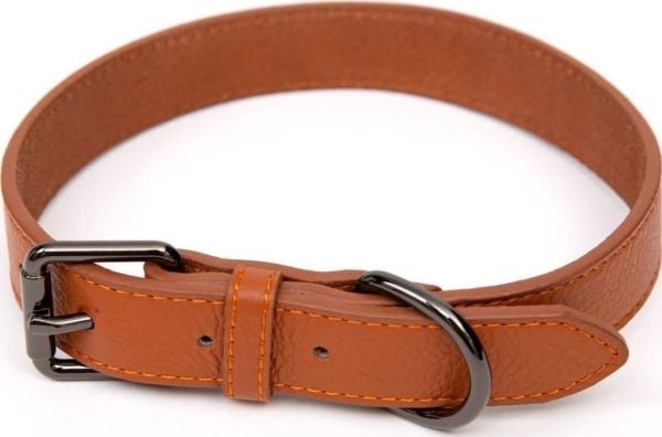 Paw Love - Halsbånd læder hund (Large) - Cognac