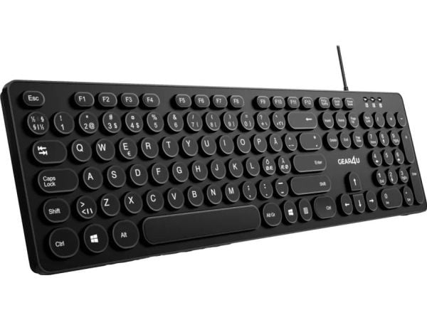 Gear4U KK-10 - Tastatur - round key caps - USB - Nordisk - svart